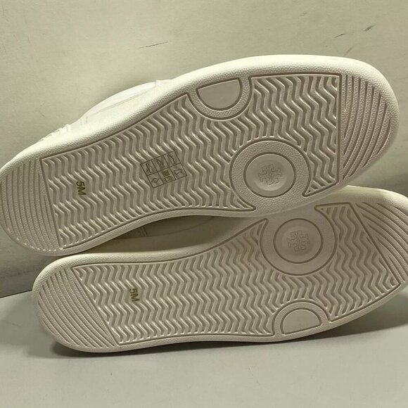 NEW TORY BURCH Womens Clover High Court Sneakers Size 5 Flat Round Toe White - Picture 5 of 6